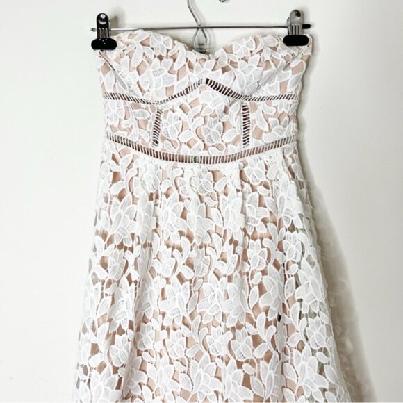 LULUS Pinnacle of Prestige Ivory Lace Midi Dress Strapless White Bridal Size XS - Picture 4 of 16